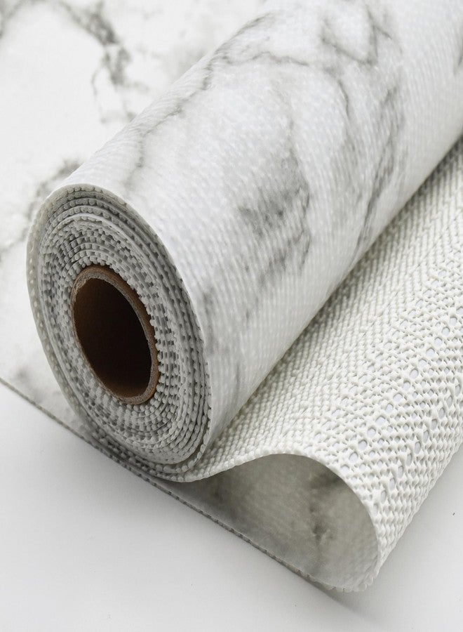 MelunMer Drawer Shelf Liners for Kitchen Cabinets Non-Adhesive 12in X 23.62Ft, Strong Grip Non Slip Bathroom Cupboard Liner Drawers, Shelf Paper Thick Easy to Clean Waterproof/Washable Mat Grey Marble - Image 1